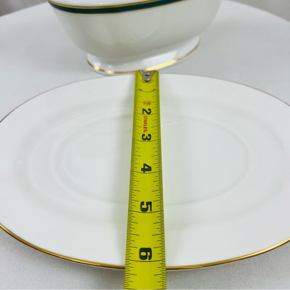 NWT!! Lenox Vintage Margaret Print Gravy Boat and Underplate Green White - Picture 8 of 10
